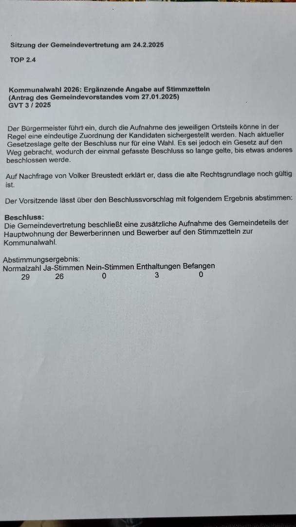 Veröffentlichung der Kandidatinnen/Kandidaten zur Wahl im März